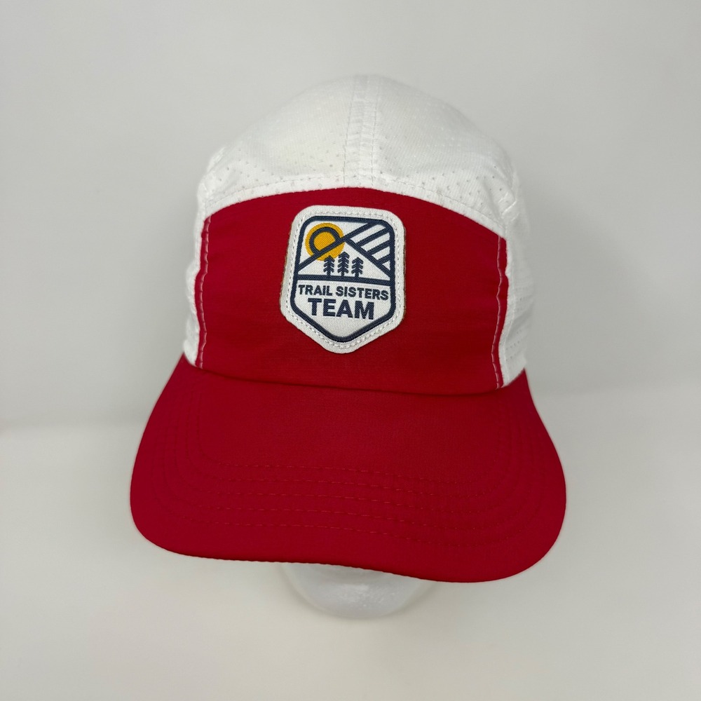 Trail Sisters Team Pukka 5-Panel Running Hat White Pink Mesh Adjustable Cap OSFM